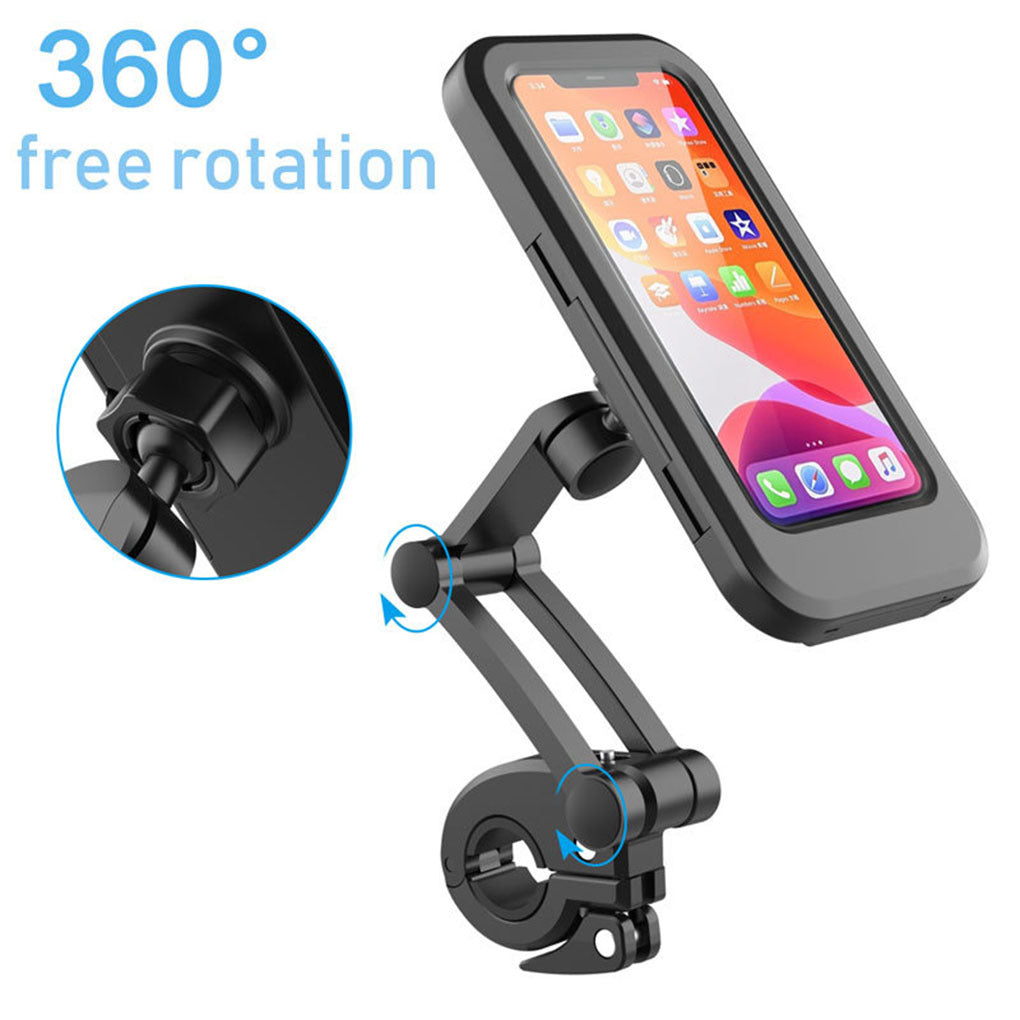 360 Rotatable Waterproof Bicycle Motorcycle Mobile Phone Holder Bike Handlebar Non-slip Clip Stand GPS Mount Bracket Vital