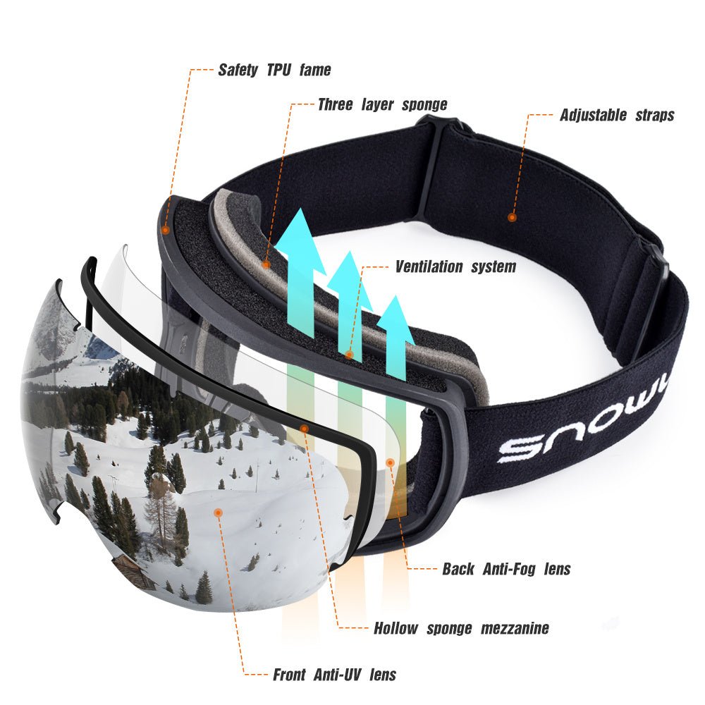 Double - layer anti - fog ski goggles, - Vital