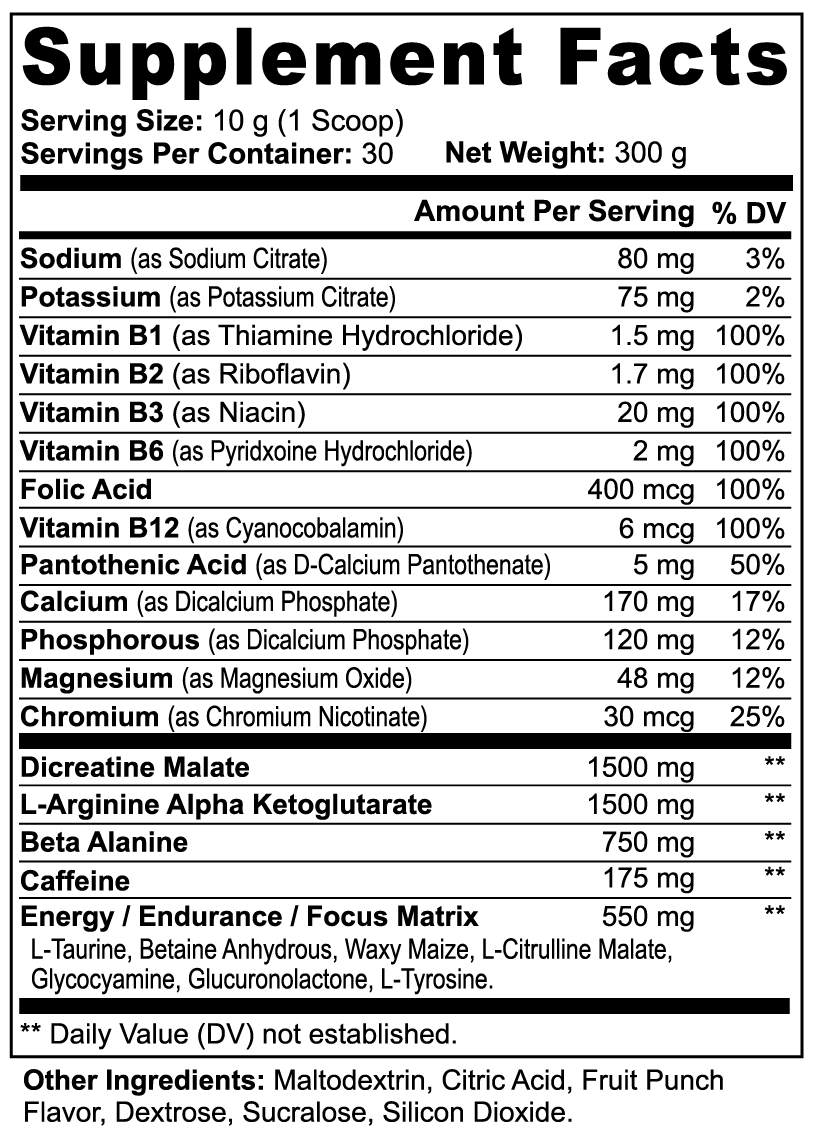 Vital | Nitric Shock Pre - Workout Powder (Fruit Punch) - Vital