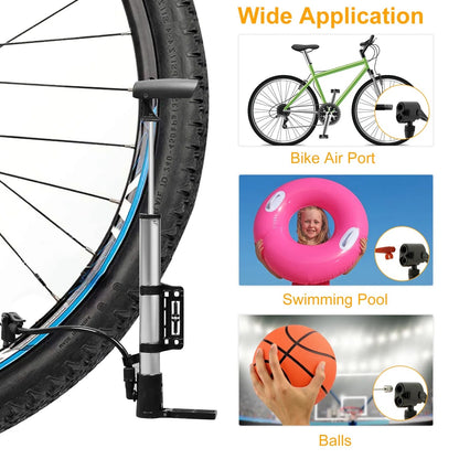 Mini Bike Portable Bicycle Tire Inflator Ball Air W Mount Frame For Mountain Road Bike