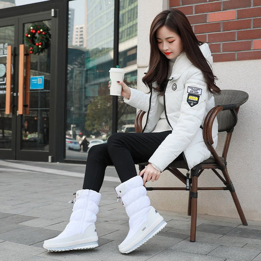 Winter New Plus Velvet Thick Cotton Shoes Thermal Middle Tube Waterproof Non - slip Boots - Vital